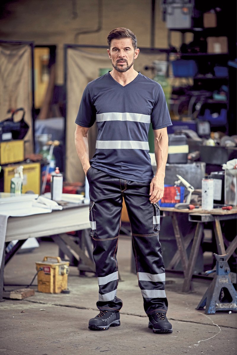 YOKO Hi-Vis V-Kragen T-Shirt mit Netzstoff