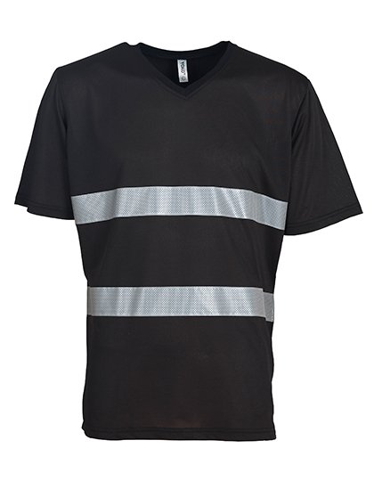 YOKO T-Shirt Col V Hi-Vis avec Tissu Mesh, Black S, YK910