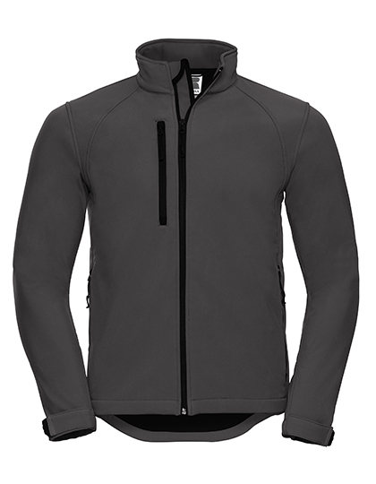 Russel Atmungsaktive Softshell-Jacke mit Taschen, Azure Blue XS, Z140 – Titanium (Solid)