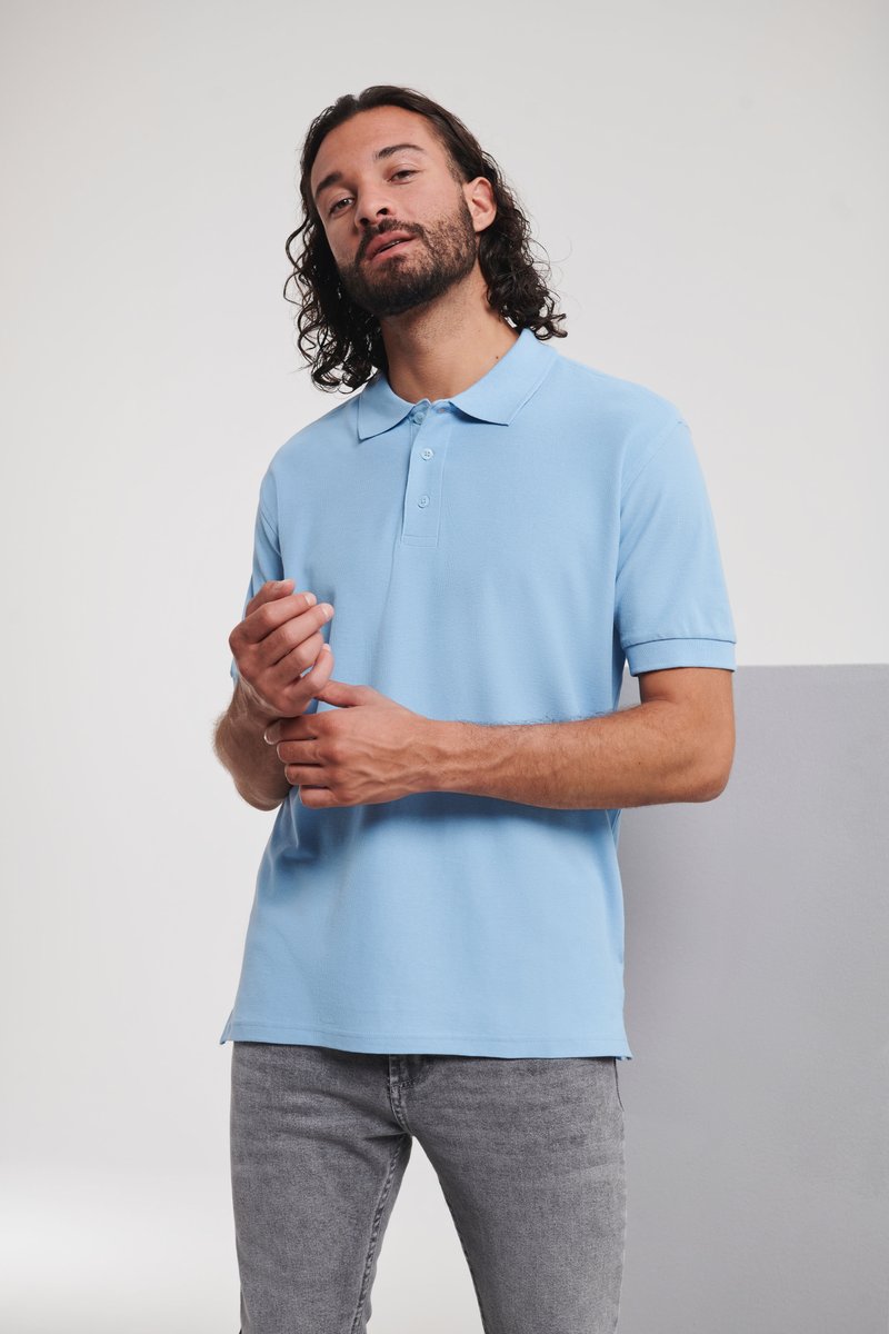 Russel Polo in Cotone con Piqué Double-Tuck, Azure Blue L, Z577 – immagine 2