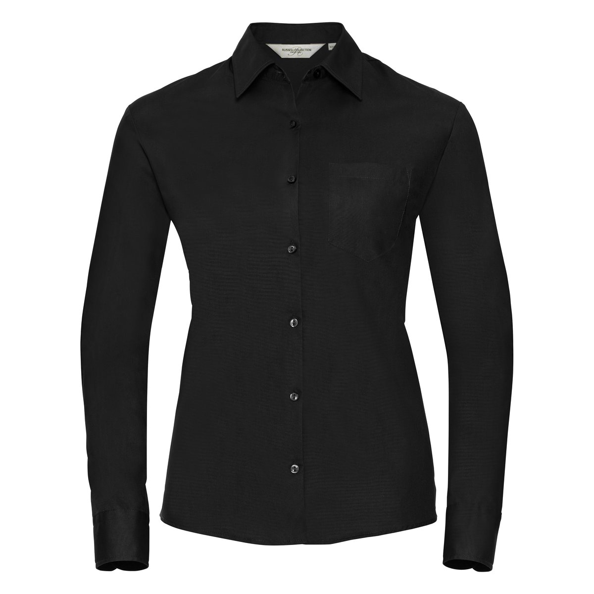 Russell Collection Langarm-Bluse aus gekämmter Baumwolle, Black XS, Z936F – Bild 3