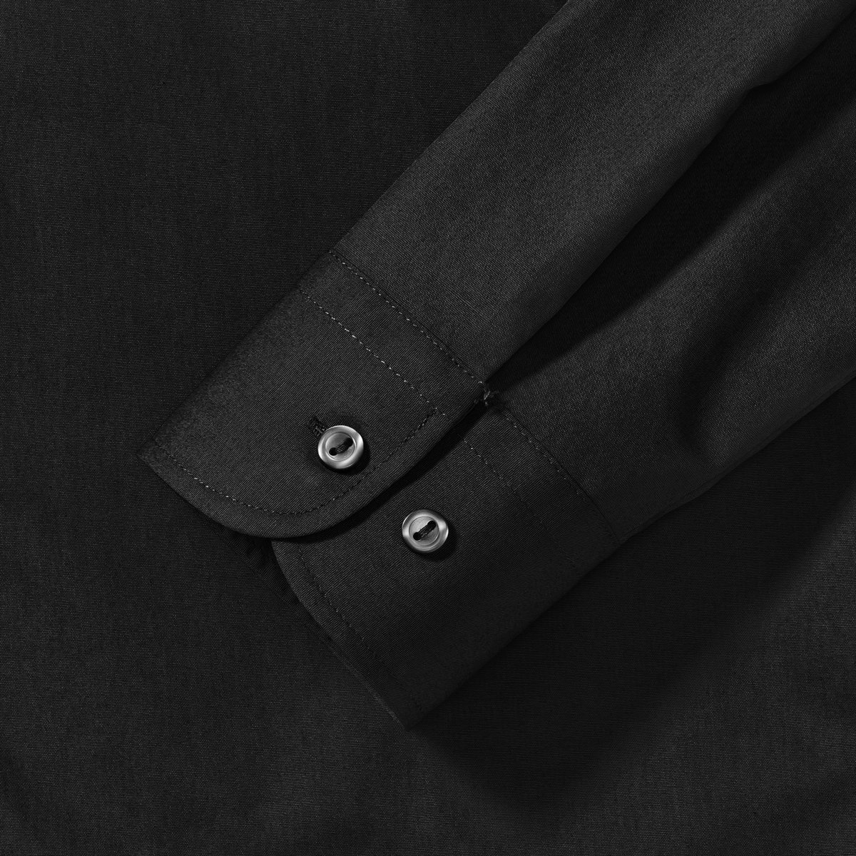 Russell Collection Langarm-Bluse aus gekämmter Baumwolle, Black XS, Z936F – Bild 8